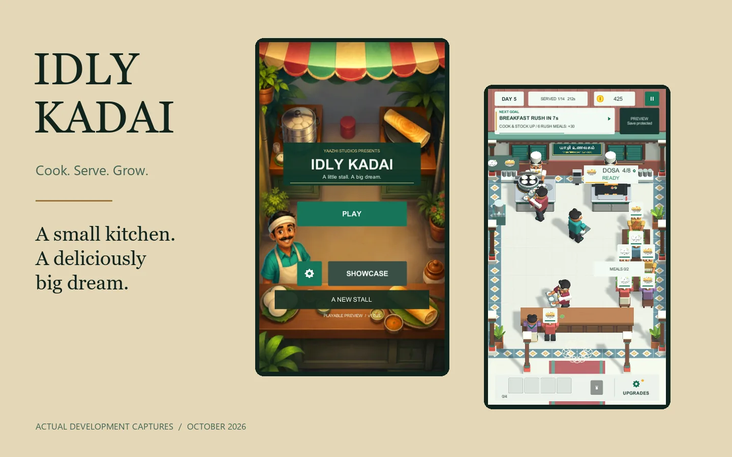 Idly Kadai development captures showing its menu and busy restaurant